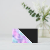 Modern geometrisch, elegant, zwart, holografisch visitekaartje (Staand voorkant)