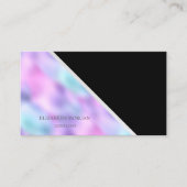 Modern geometrisch, elegant, zwart, holografisch visitekaartje (Voorkant)
