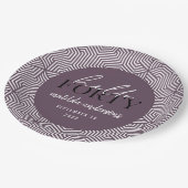 Modern geometrisch en script 40e verjaardagsfeestj papieren bordje (Gekanteld)