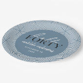 Modern geometrisch en script 40e verjaardagsfeestj papieren bordje (Gekanteld)