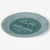 Modern geometrisch en script 40e verjaardagsfeestj papieren bordje (Gekanteld)