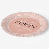 Modern geometrisch en script 40e verjaardagsfeestj papieren bordje (Gekanteld)