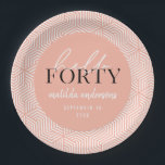 Modern geometrisch en script 40e verjaardagsfeestj papieren bordje<br><div class="desc">Modern geometrisch en script 40th verjaardagsfeestontwerp. Kleuren kunnen worden gewijzigd.</div>