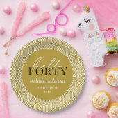 Modern geometrisch en script 40e verjaardagsfeestj papieren bordje (Feest)
