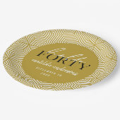 Modern geometrisch en script 40e verjaardagsfeestj papieren bordje (Gekanteld)