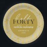 Modern geometrisch en script 40e verjaardagsfeestj papieren bordje<br><div class="desc">Modern geometrisch en script 40th verjaardagsfeestontwerp. Kleuren kunnen worden gewijzigd.</div>