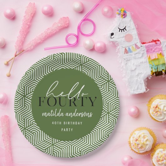 Modern geometrisch en script 40e verjaardagsfeestj papieren bordje (Feest)