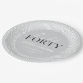 Modern geometrisch en script 40e verjaardagsfeestj papieren bordje (Gekanteld)