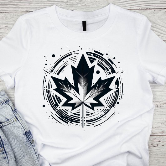 Modern geometrisch esdoornblad t-shirt