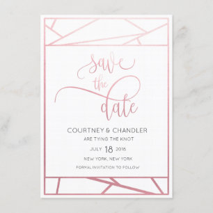 Modern Geometrisch Faux Roos Gold Save the Date