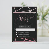 Modern Geometrisch Faux Roos Goud RSVP (Staand voorkant)