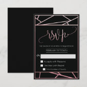 Modern Geometrisch Faux Roos Goud RSVP Kaartje (Voorkant / Achterkant)
