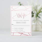 Modern Geometrisch Faux Roos Goud RSVP Kaartje (Staand voorkant)