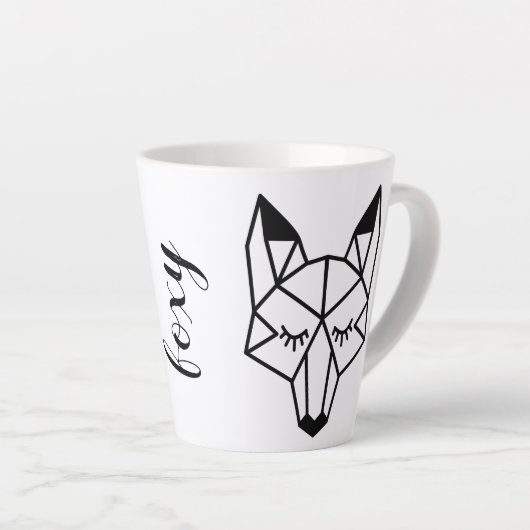 Modern Geometrisch Fox Foxy Script Latte Mok (Rechterhoek)