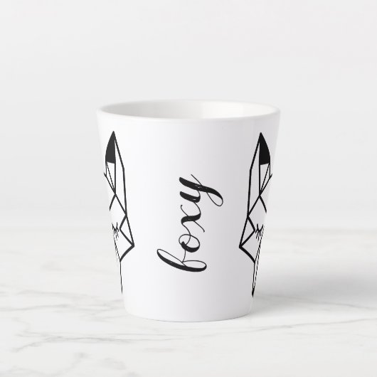 Modern Geometrisch Fox Foxy Script Latte Mok (Voorkant)