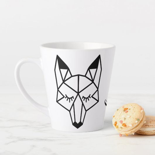 Modern Geometrisch Fox Foxy Script Latte Mok (In situ)