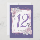 Modern geometrisch frame paars bloemvormig tafelnu kaart (Voorkant)