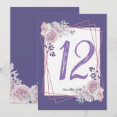 Modern geometrisch frame paarse bloem tafelnummer (Voorkant / Achterkant)