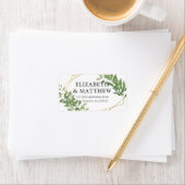 Modern geometrisch gebladerte bruiloft retouradres etiket (Insitu)