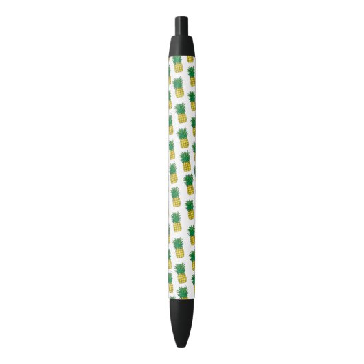 Modern geometrisch geel ananaspatroon zwarte inkt pen (Voorkant Verticaal)