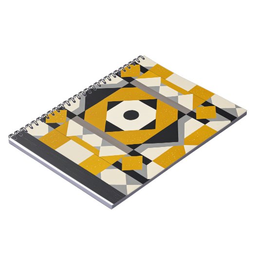 Modern Geometrisch Geel & Grijs Spiraal Notitieboe Notitieboek (Linkerzijde)