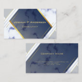 Modern geometrisch goud blauw marmer visitekaartje (Voorkant / Achterkant)