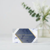 Modern geometrisch goud blauw marmer visitekaartje (Staand voorkant)