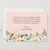 Modern Geometrisch Goud Lijst Blush Bloemen Bruilo Bedankkaart (Achterkant)