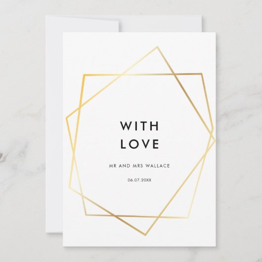 Modern geometrisch goud lijst Dank u kaart (Voorkant)