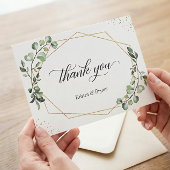 Modern geometrisch goud Lijst eucalyptus bruiloft Bedankkaart