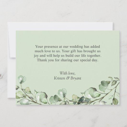 Modern geometrisch goud Lijst eucalyptus bruiloft Bedankkaart (Achterkant)