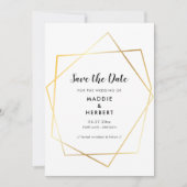 Modern geometrisch goud lijst save the date (Voorkant)