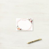 Modern Geometrisch Goud Lijst Waterverf Bloemen Post-it® Notes (Op bureau)