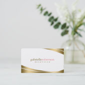 Modern Geometrisch Goud & Wit Visitekaartje (Staand voorkant)