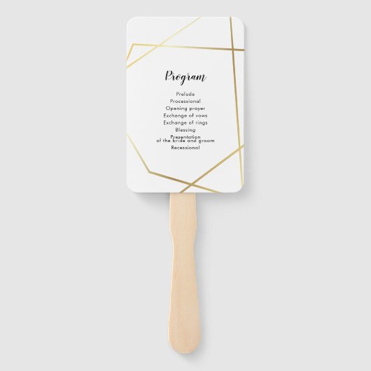 Modern geometrisch gouden lijst bruiloft programma handwaaier (Achterkant)