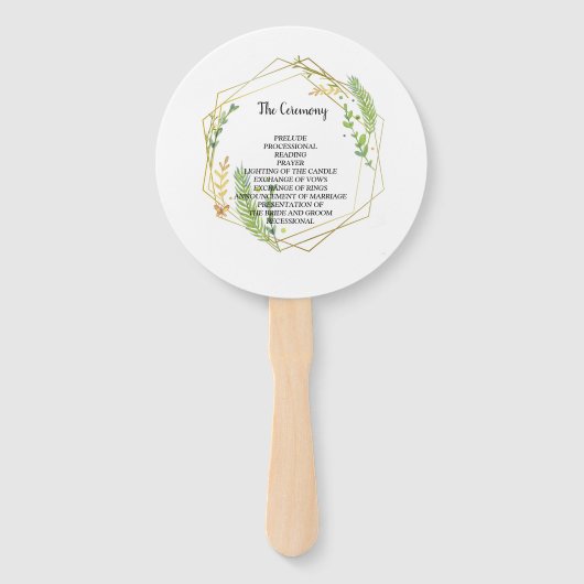 Modern Geometrisch gouden lijst laat bloemig achte Handwaaier (Achterkant)