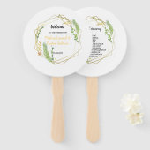 Modern Geometrisch gouden lijst laat bloemig achte Handwaaier (Voorkant en achterkant)