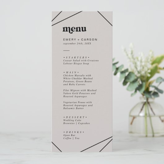 Modern geometrisch | Gray Weddenrenmenu Menu (Staand voorkant)