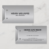 Modern geometrisch grijs metallisch ontwerp visitekaartje (Voorkant / Achterkant)