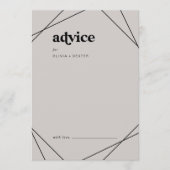 Modern geometrisch | Grijze bruiloft Advieskaart (Voorkant)