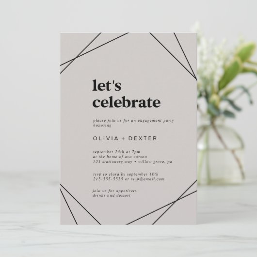 Modern geometrisch | Grijze Laten we vieren Kaart (Staand voorkant)