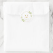 Modern Geometrisch Groen Huwelijk Monogram Ronde Sticker (Tas)