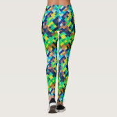 Modern geometrisch groen pixel art gaming patroon leggings (Achterkant)