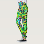Modern geometrisch groen pixel art gaming patroon leggings (Links)