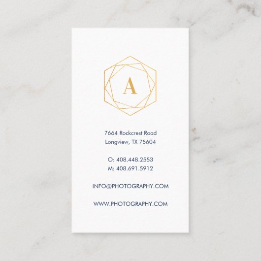 Modern geometrisch hexagonmonogram van minimaal go visitekaartje (Achterkant)