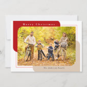 Modern Geometrisch Horizontaal Foto Prettig Kerstf Feestdagenkaart (Voorkant)