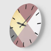 Modern Geometrisch houten Bord paarse, roze pastel Grote Klok (Hoek)