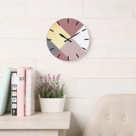 Modern Geometrisch houten Bord paarse, roze pastel Grote Klok