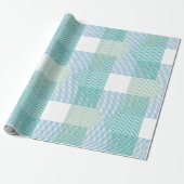 Modern geometrisch inpakpapier – blauw en groen (Uitgerold)