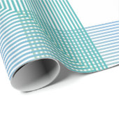 Modern geometrisch inpakpapier – blauw en groen (Rol Hoek)